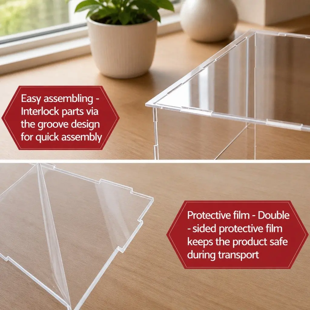 Acrylic Display Case Clear 35x15x15cm Dustproof Box for Collectibles Figures Toys