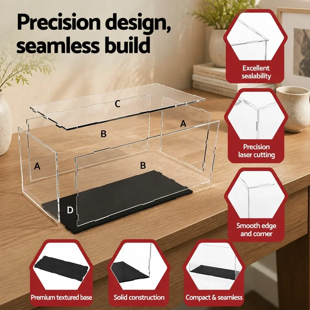 Acrylic Display Case Clear 35x15x15cm Dustproof Box for Collectibles Figures Toys