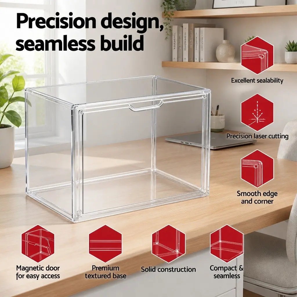 Clear Acrylic Display Case 2 Pack Stackable Storage Box Toys Collectibles