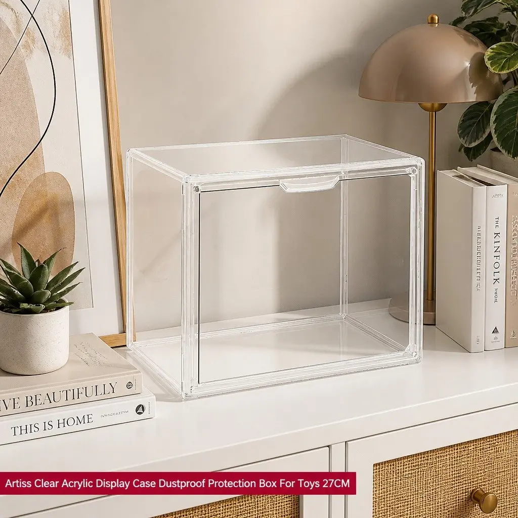 Acrylic Display Case Transparent 36cm Dustproof Protection Box for Collectibles Figures