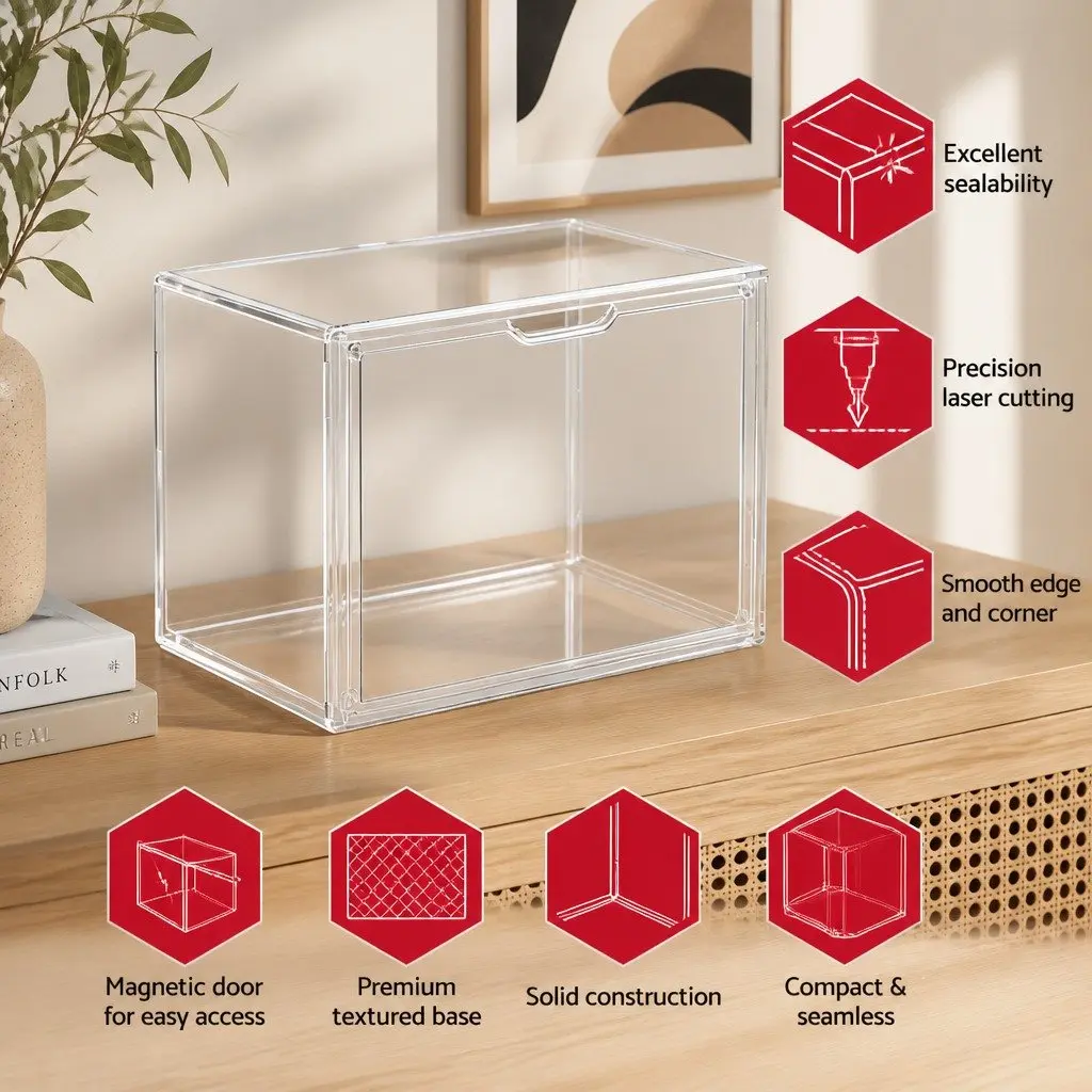 Acrylic Display Case Transparent 36cm Dustproof Protection Box for Collectibles Figures