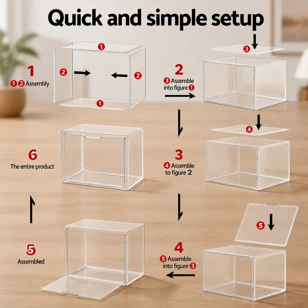 Acrylic Display Case Transparent 36cm Dustproof Protection Box for Collectibles Figures