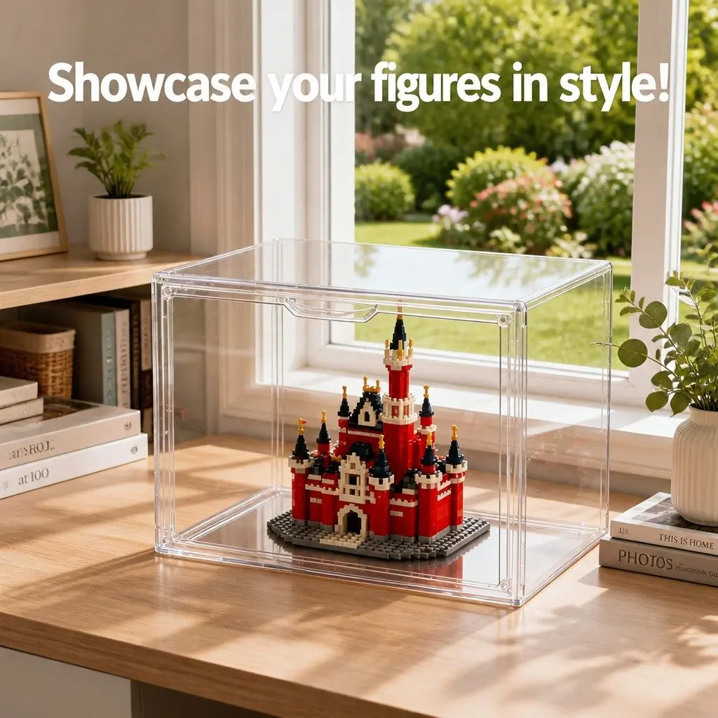 Acrylic Display Case Transparent 36cm Dustproof Protection Box for Collectibles Figures