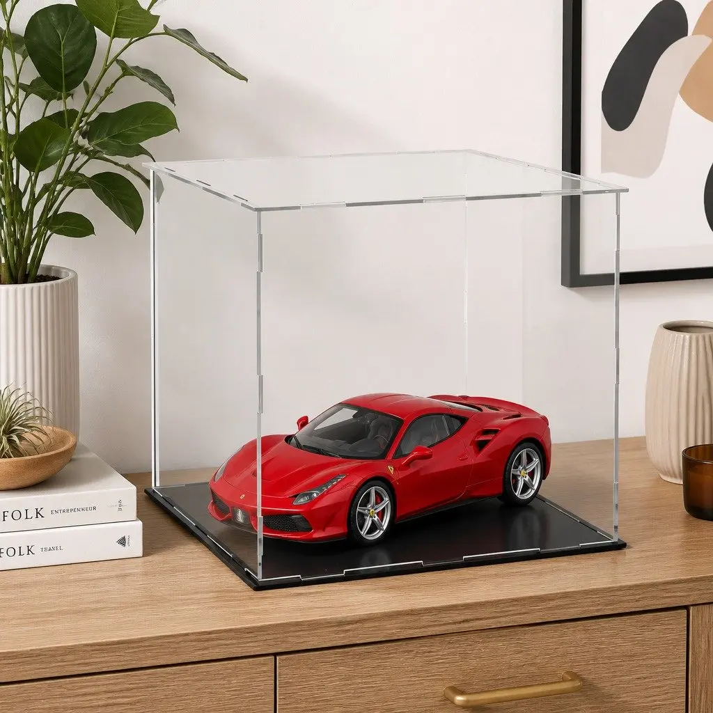Acrylic Display Case Transparent 30x30x30cm Dustproof Protection Box for Collectibles Toys