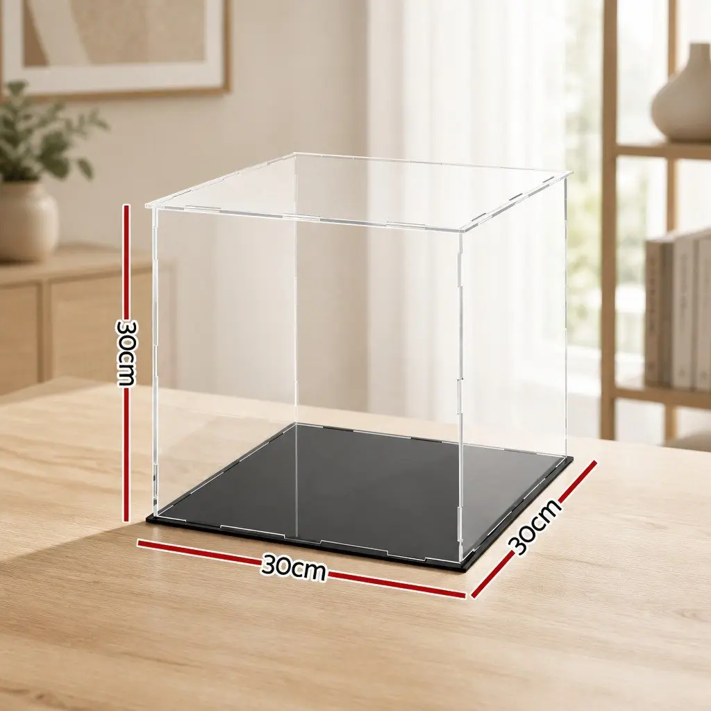 Acrylic Display Case Transparent 30x30x30cm Dustproof Protection Box for Collectibles Toys