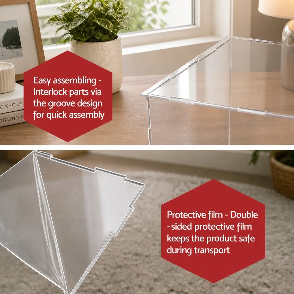 Acrylic Display Case Transparent 30x30x30cm Dustproof Protection Box for Collectibles Toys