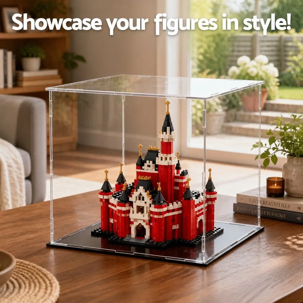 Acrylic Display Case Transparent 30x30x30cm Dustproof Protection Box for Collectibles Toys
