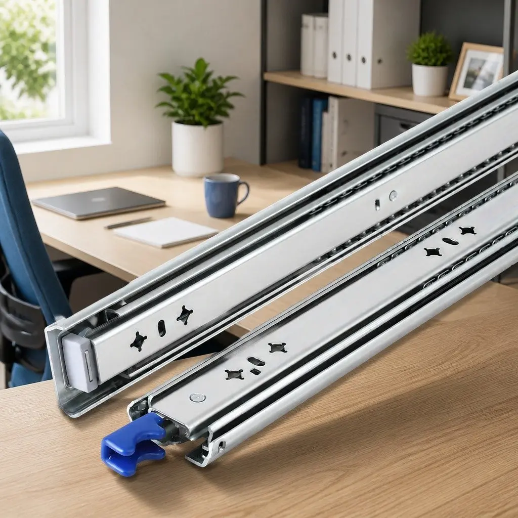 Drawer Slides Heavy Duty Full Extension Locking 750-1500mm Silver 115kg