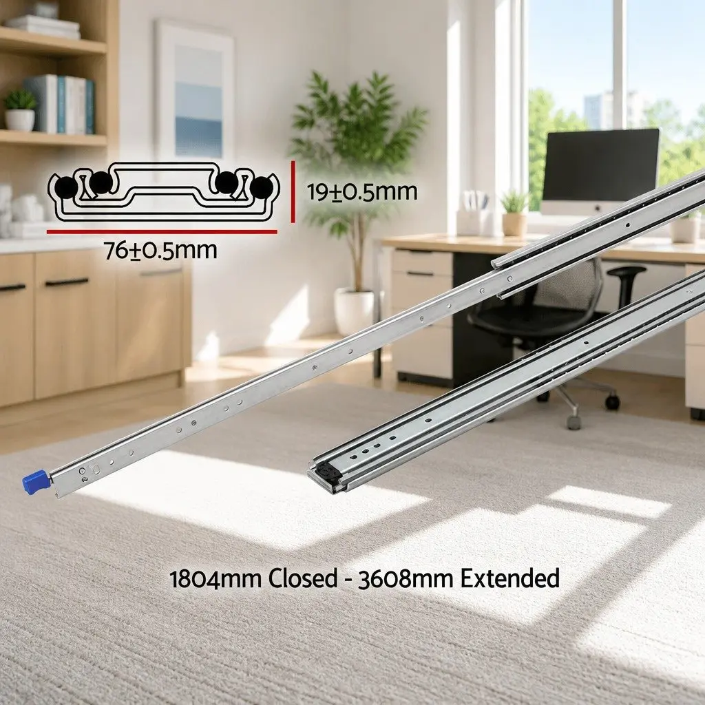 Heavy Duty Drawer Slides Silver 1804-3608mm Full Extension Locking Mechanism