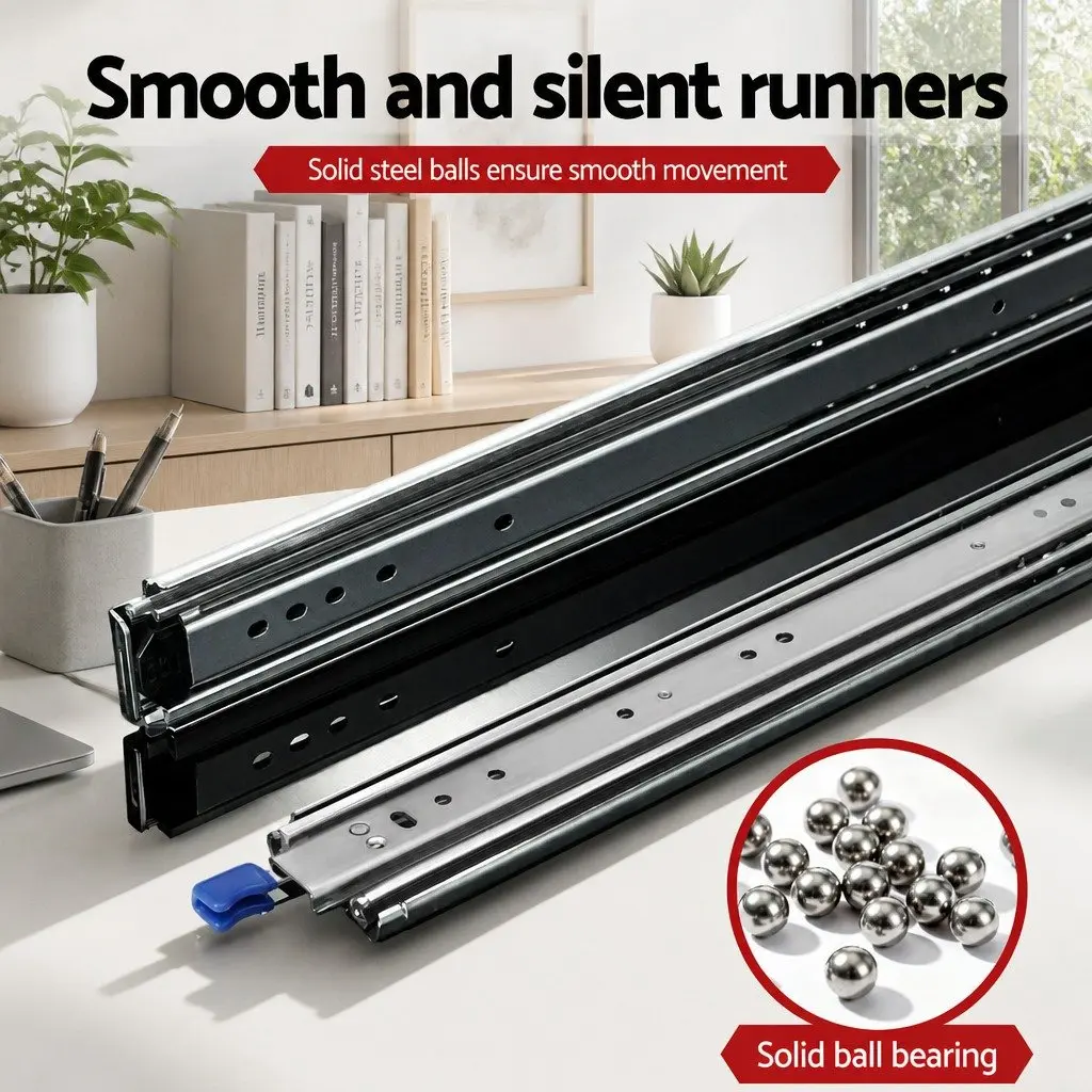 Heavy Duty Drawer Slides Silver 1804-3608mm Full Extension Locking Mechanism