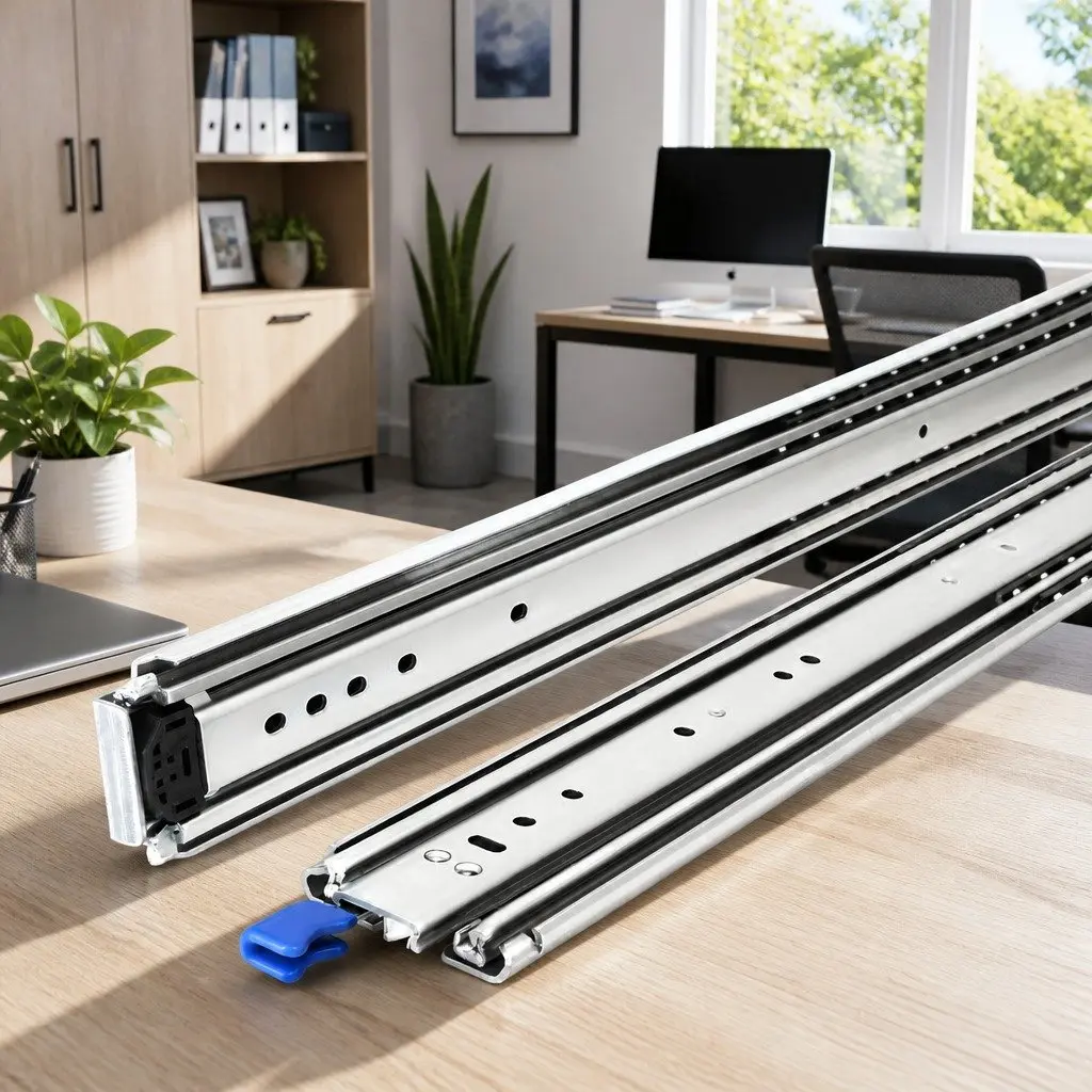 Heavy Duty Drawer Slides Silver 1804-3608mm Full Extension Locking Mechanism