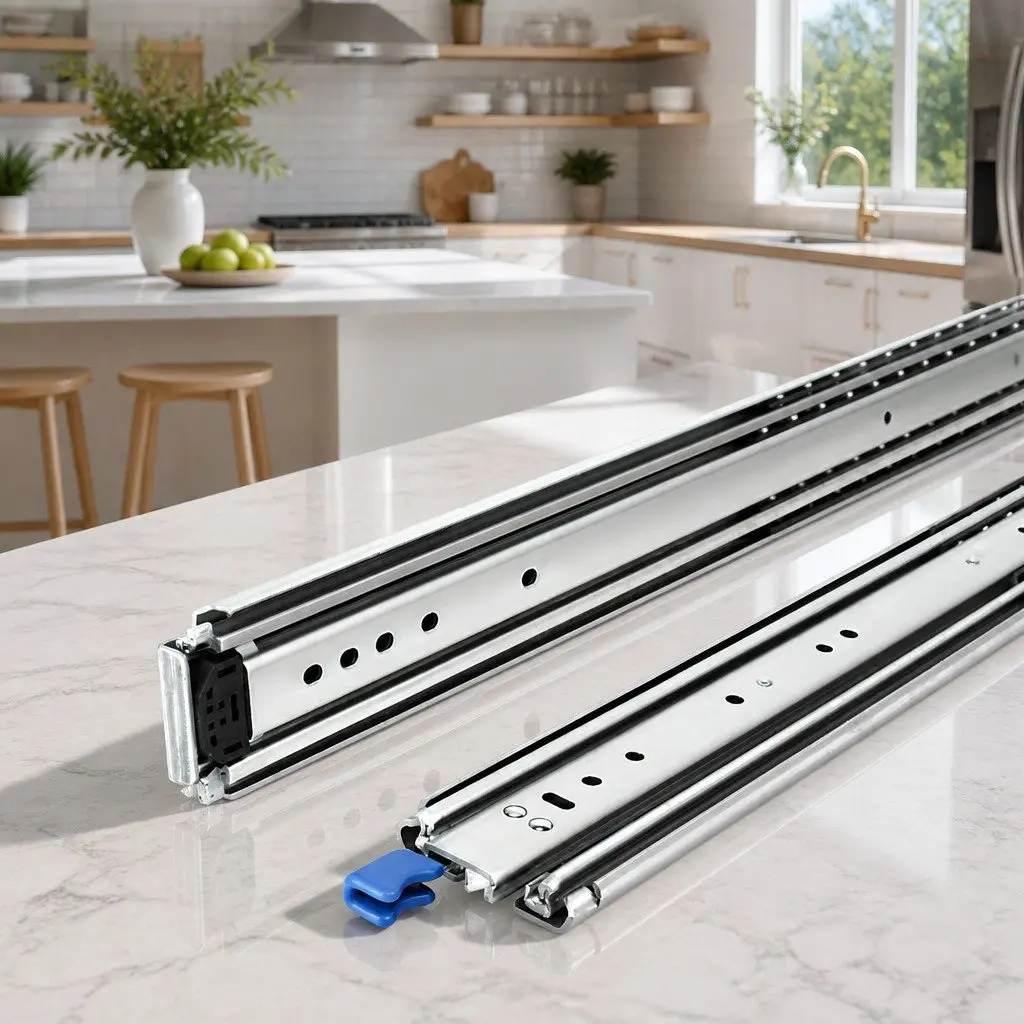 Heavy Duty Drawer Slides Silver 914-1829mm Full Extension Locking Mechanism 227kg Load Capacity