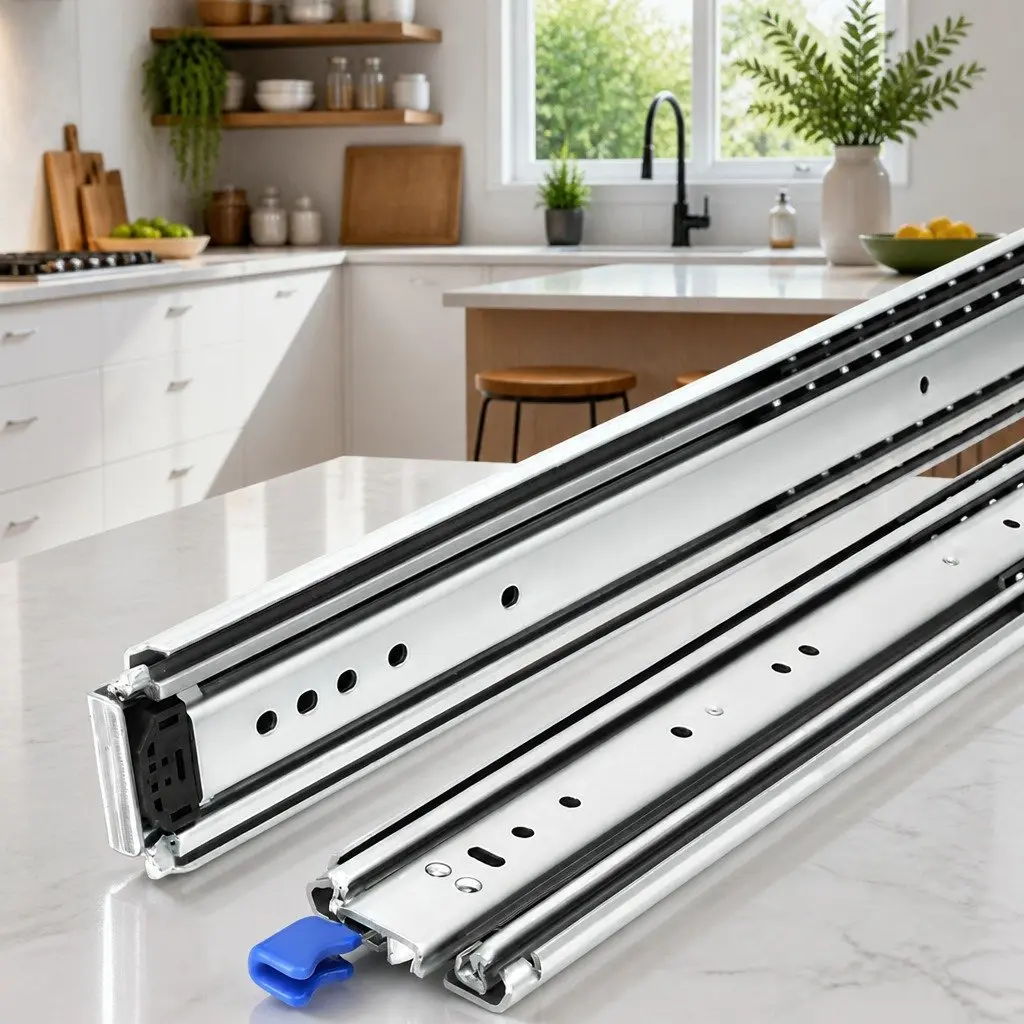 Heavy Duty Drawer Slides Silver 914-1829mm Full Extension Locking Mechanism 227kg Load Capacity