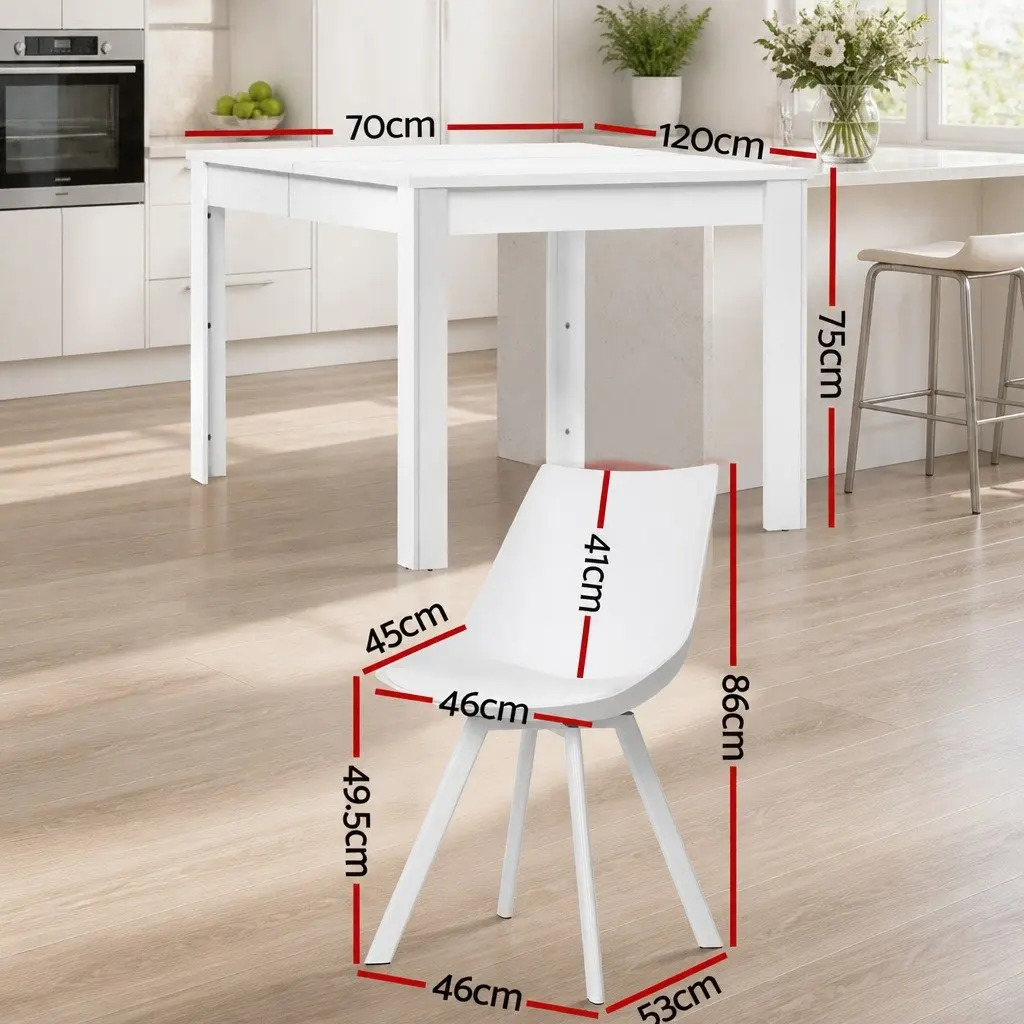 Dining Table and 4 Chairs Set Rectangle White Kitchen Dining Room Furniture