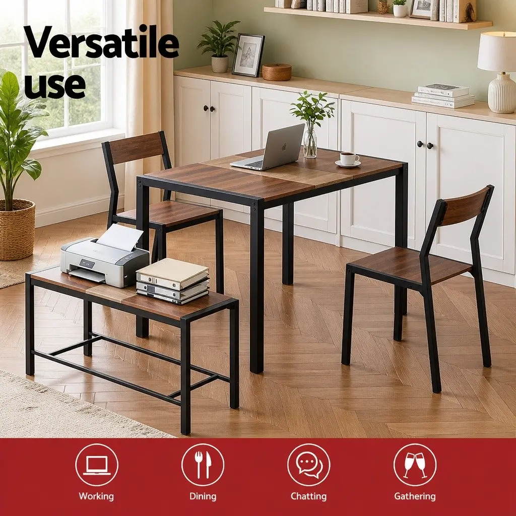 Dining Table and Chairs Set of 4 with Bench Kitchen Furniture Space-Saving