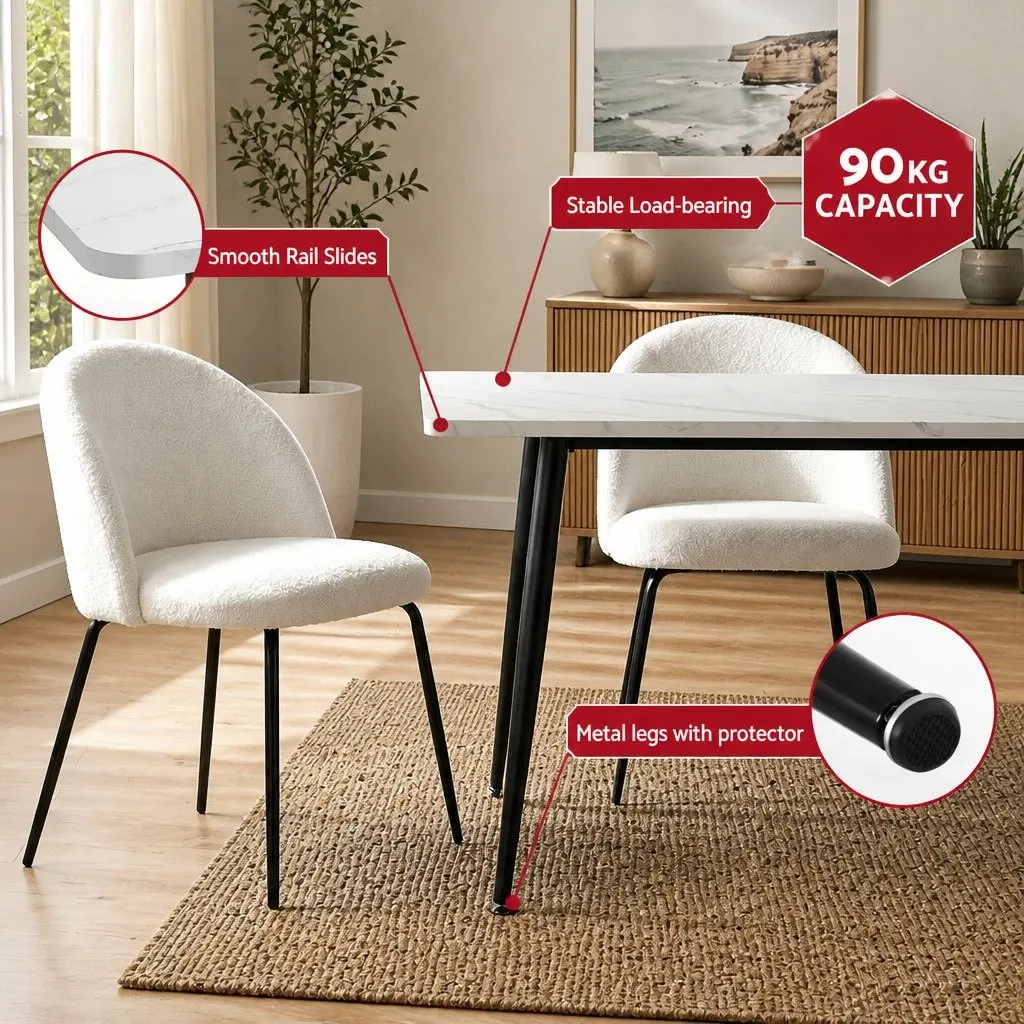 Dining Set White Marble Effect 5 Piece Kitchen Furniture Easy to Clean
