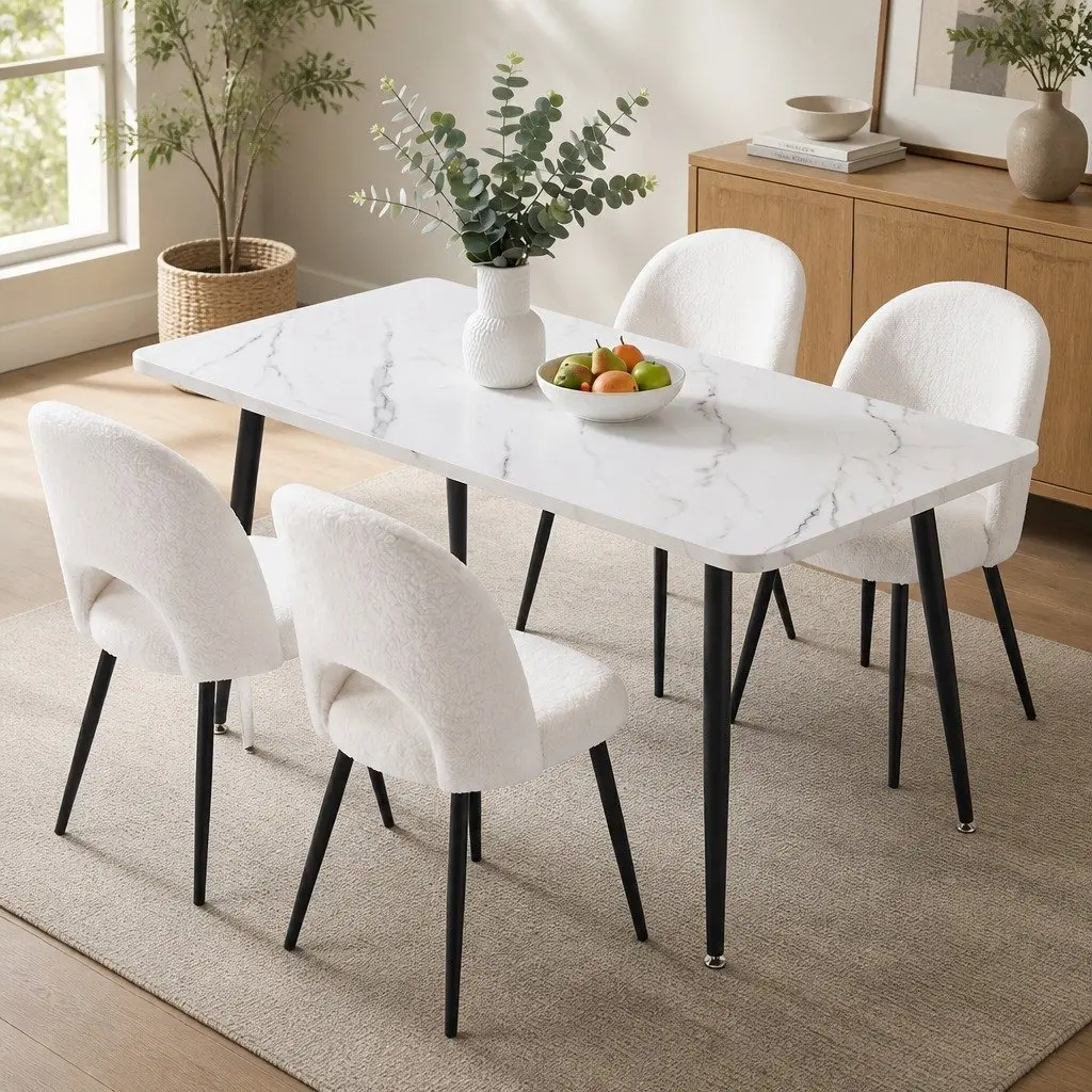 5-Piece Kitchen Furniture Set with Marble Table