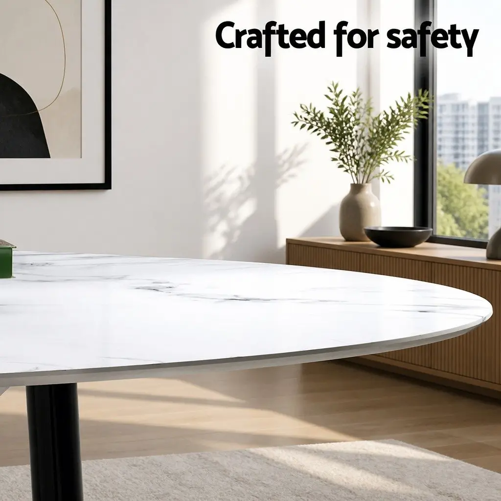 Dining Table and 4 Chairs Set Round Marble Grey Industrial Modern Furniture