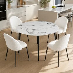 Compact Round Marble Dining Table with Chairs Set