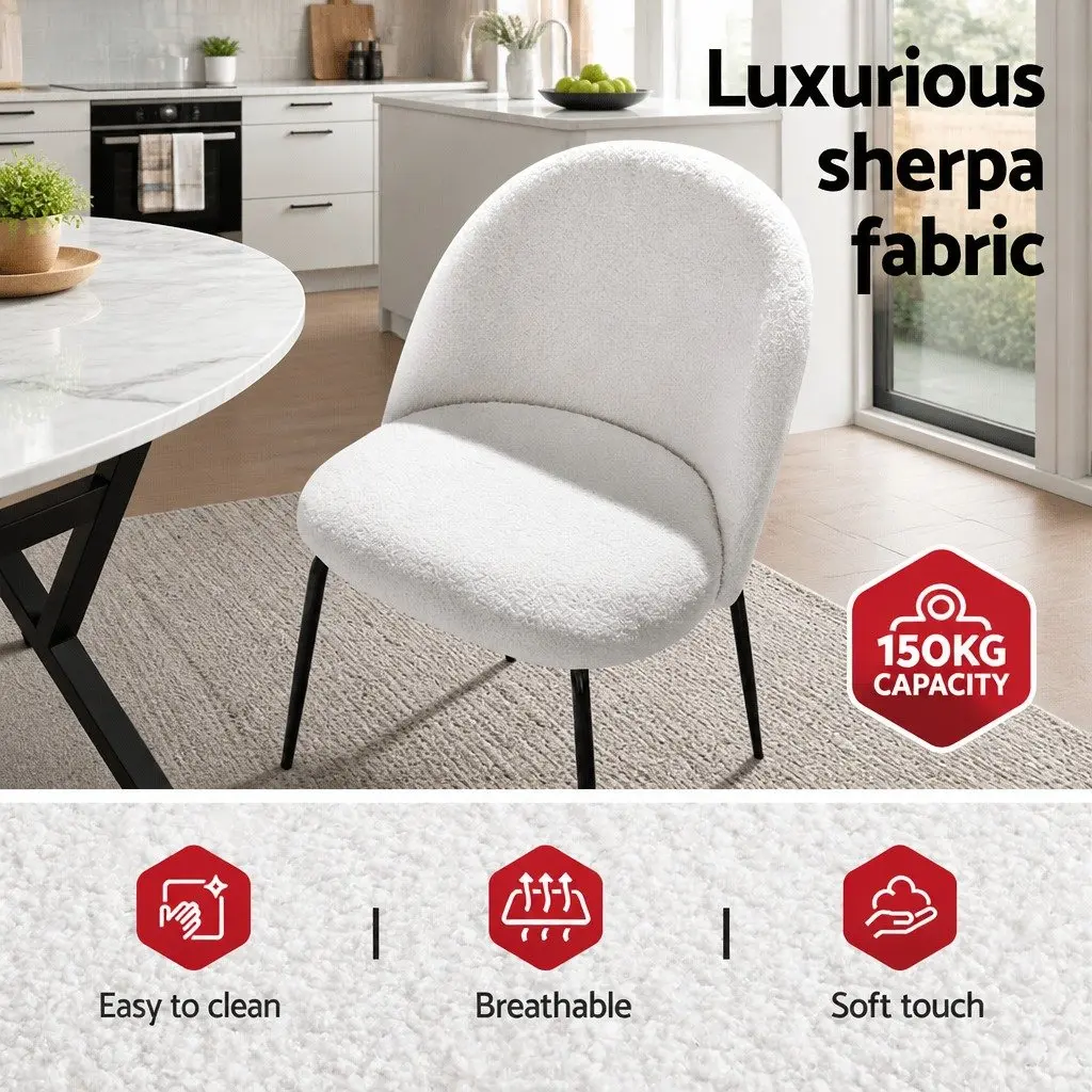 Dining Table and 4 Chairs Set Round Marble White Modern Kitchen Furniture