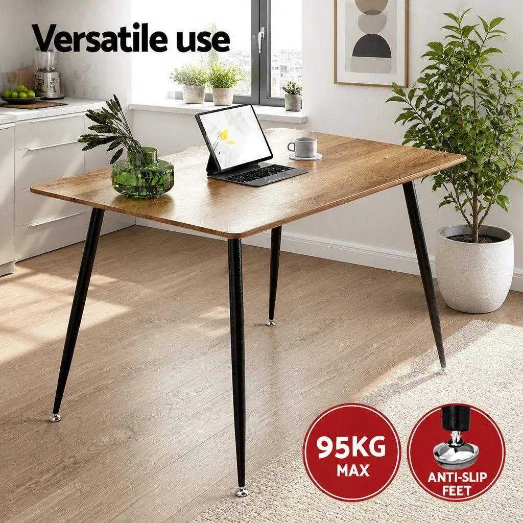 Dining Set Grey Oak 5 Piece Industrial Style MDF Tabletop Metal Legs