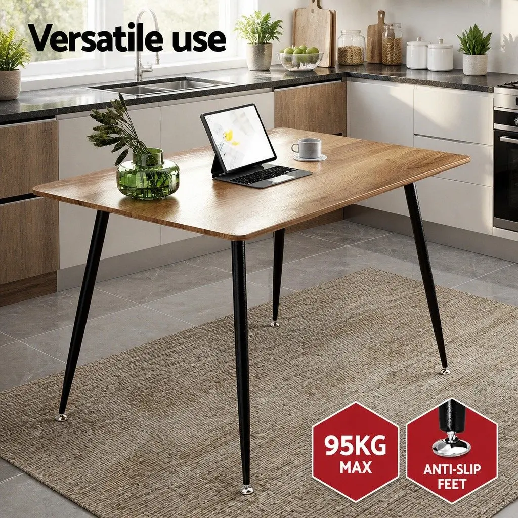 Dining Set Grey Velvet 4 Chairs Industrial Style Wood Grain Table