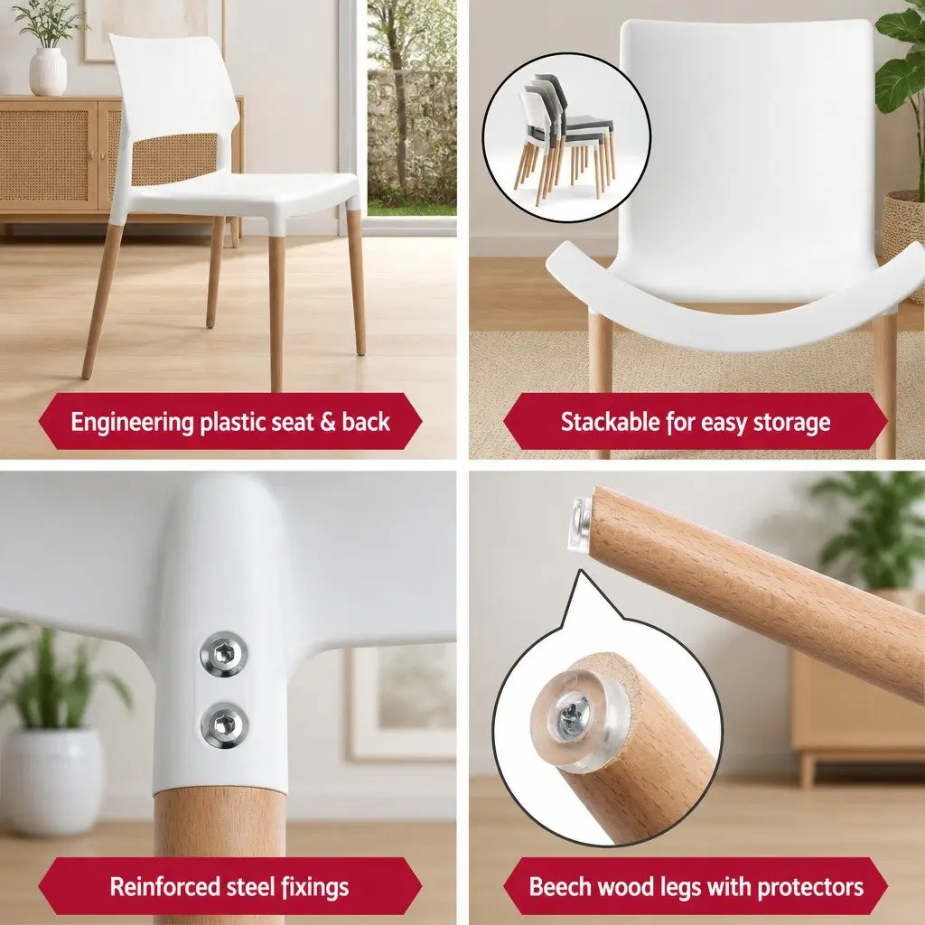 Dining Set White Round Table 4 Chairs Easy Assembly