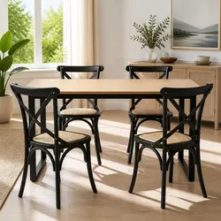 5-Piece Dining Set: Industrial and Coastal Design