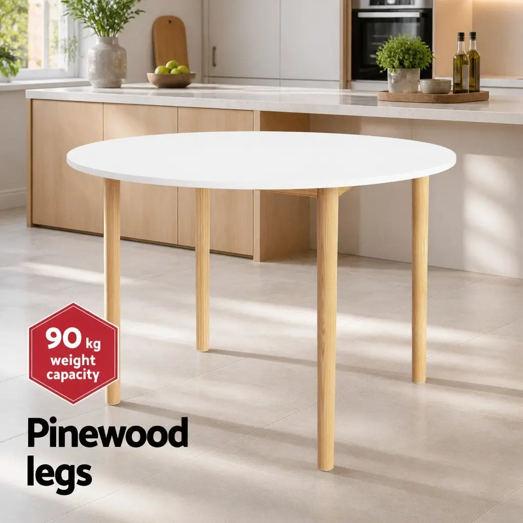 Dining Table and 4 Chairs Set Round Tabletop Kitchen Dining Room Furniture