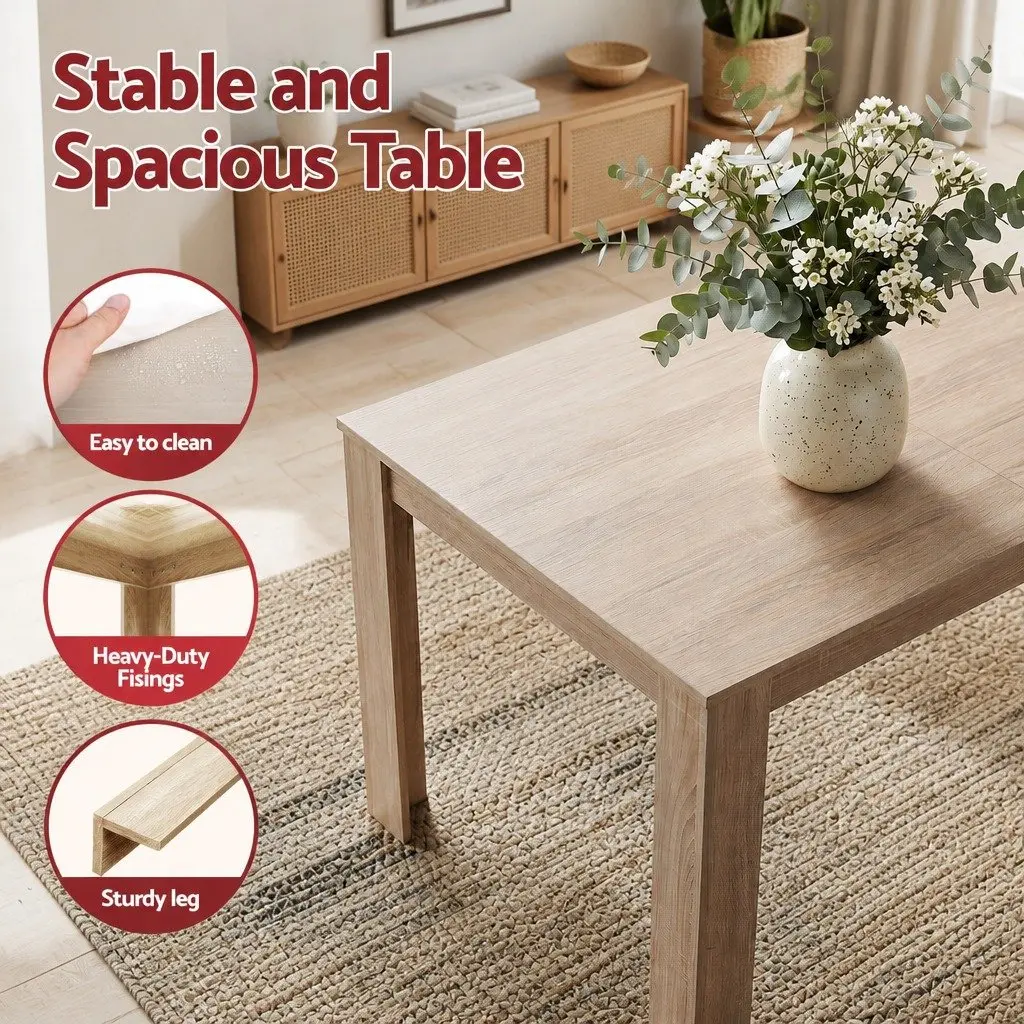3 Piece Dining Set 120cm Table with 2 Upholstered Chairs Modern Kitchen Suite