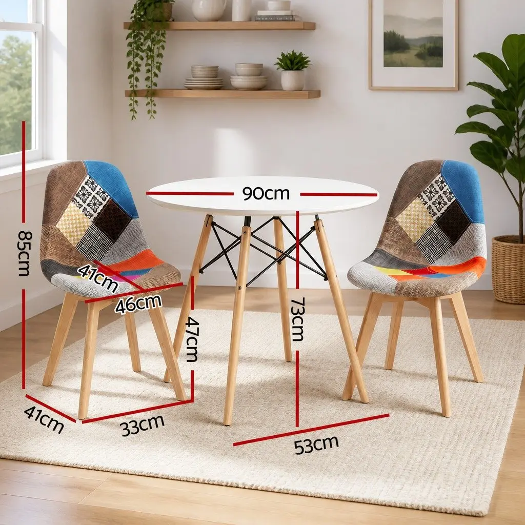 Dining Table and Chairs Set 3PCS Round 2 Seater Kitchen Breakfast Nook Dining