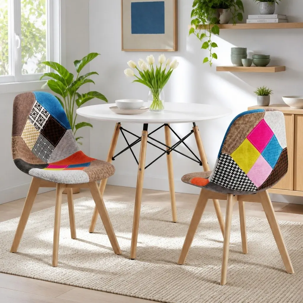 Dining Table and Chairs Set 3PCS Round 2 Seater Kitchen Breakfast Nook Dining