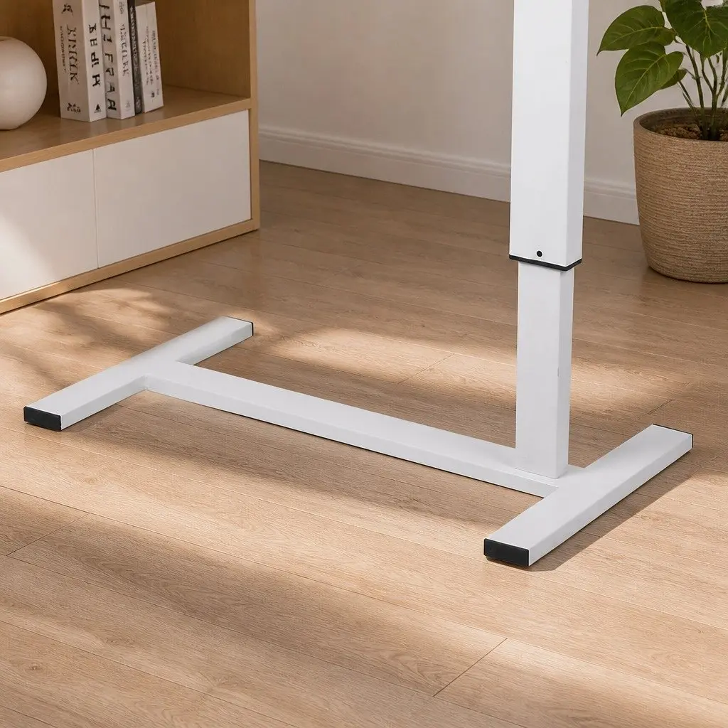 Height Adjustable Standing Desk White 65-93cm Gas Lift Mechanism with Power Points USB Charging Ports and Tablet Groove
