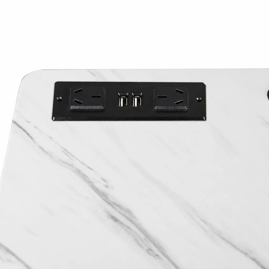 Height Adjustable Standing Desk White 65-93cm Gas Lift Mechanism with Power Points USB Charging Ports and Tablet Groove