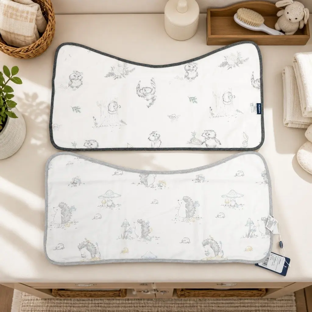 Baby Burp Cloths Forest Kingdom Print 2 Piece Bamboo Cotton Gauze Quick Absorbent