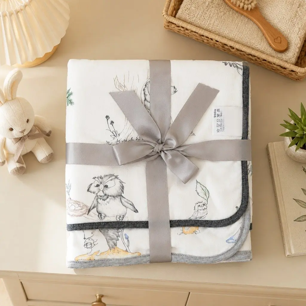 Baby Burp Cloths Forest Kingdom Print 2 Piece Bamboo Cotton Gauze Quick Absorbent