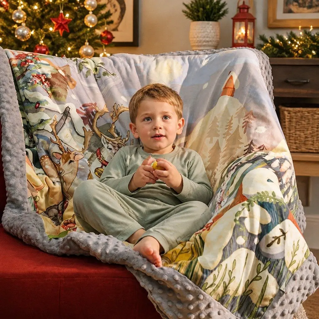 Kids Blanket Padded Minky Dot Cotton Soft Cosy Baby Crib Stroller Throw