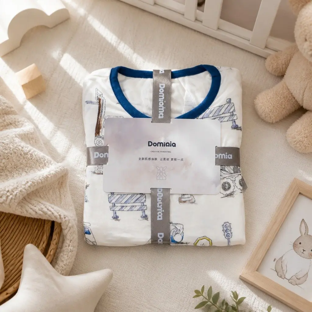 Bamboo Baby Romper M Short Sleeve Soft Breathable with Snap Closures