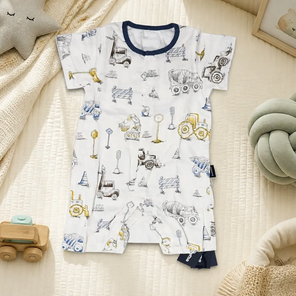 Baby Romper Silky Bamboo Short Sleeve Breathable Infant Sleepwear Size L80
