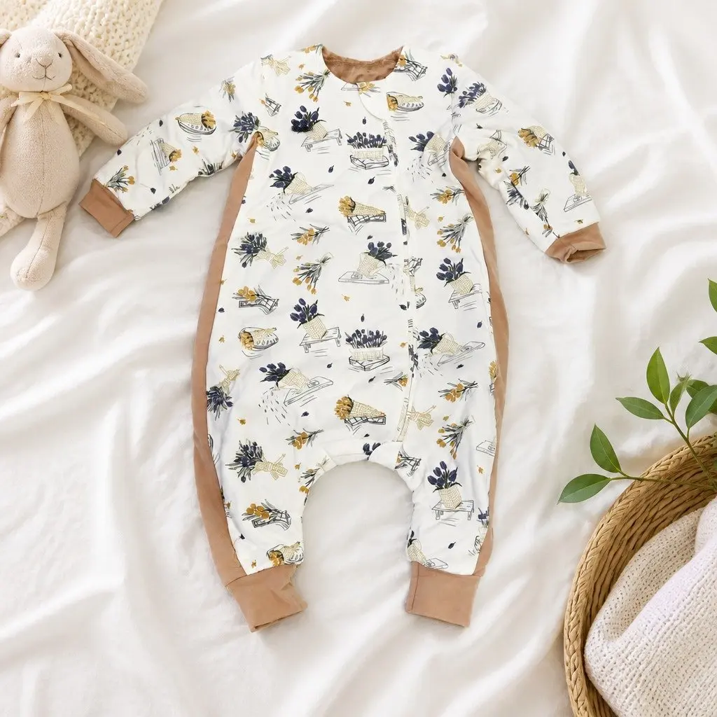 Baby Sleep Bag Blossom Pink Medium Long Sleeve Split Leg 2.5 Tog Cotton