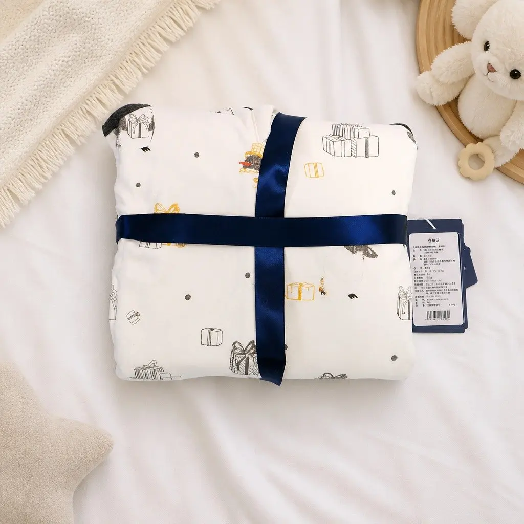 Pure Cotton Knit Newborn Sleepbag Split-Leg Design Penguin Character Sleep Wear