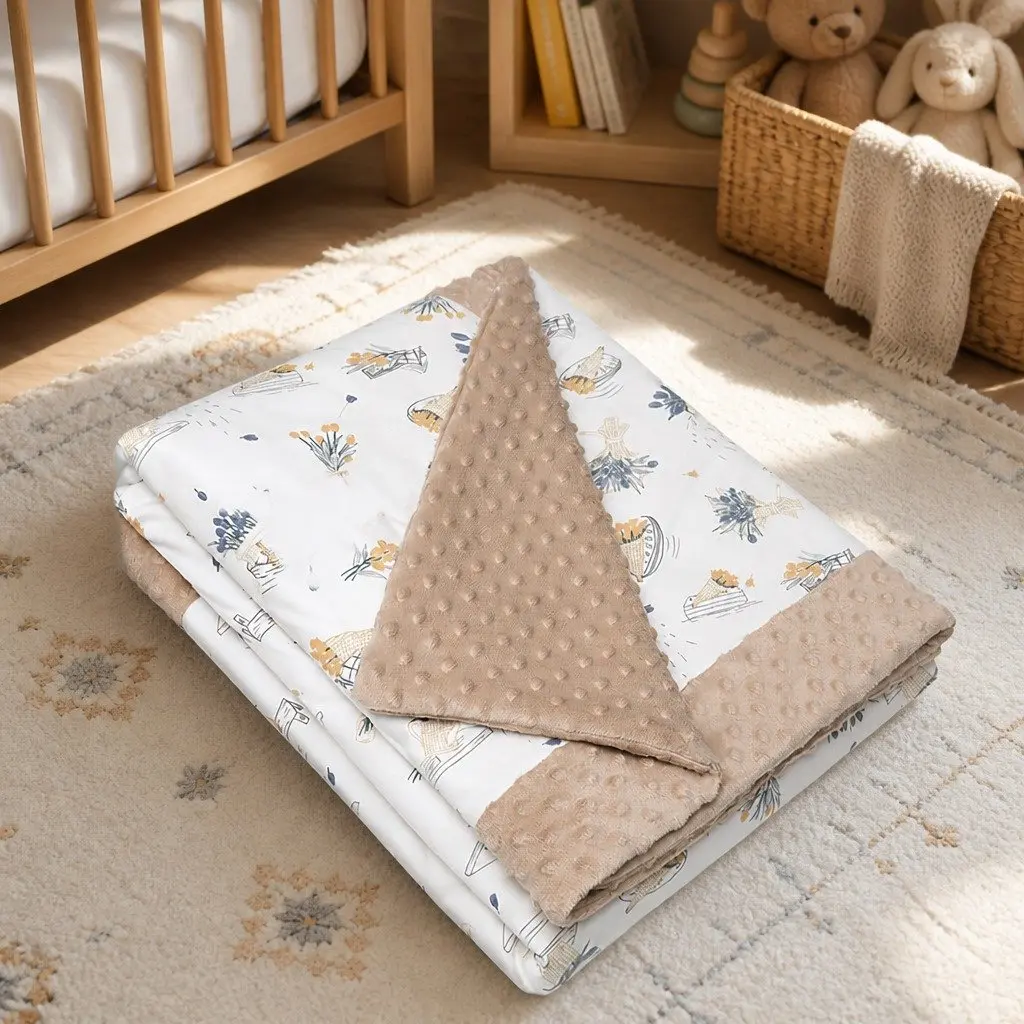 Kids Padded Minky Cotton Blanket 2.5 Tog Crib Stroller Car Seat Nursing Cover