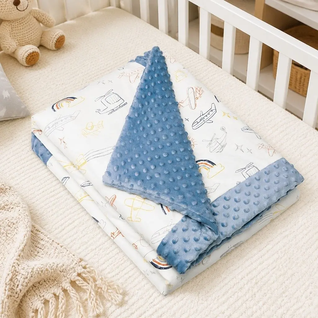 Kids Padded Minky Cotton Blanket 2.5 Tog Crib Stroller Car Seat Nursing Cover
