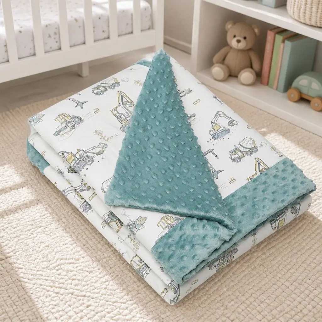 Kids Padded Minky Cotton Blanket 2.5 Tog Crib Stroller Car Seat Nursing Cover
