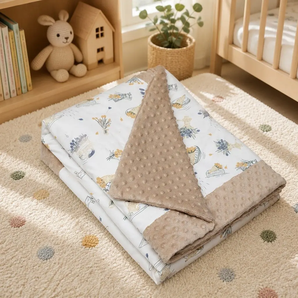 Kids Padded Minky Cotton Blanket 2.5 tog Crib Stroller Car Seat Cover Nursing