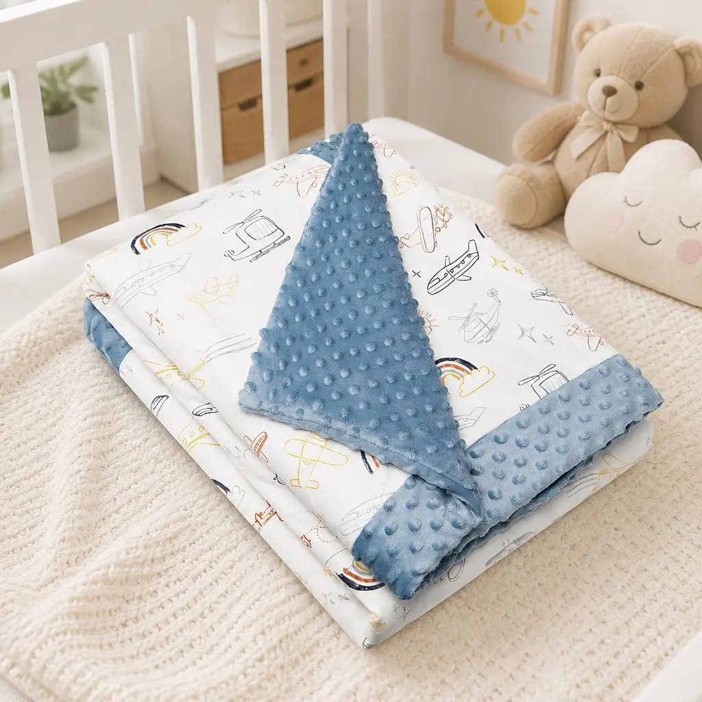 Kids Padded Minky Cotton Blanket 2.5 tog Crib Stroller Car Seat Cover Nursing