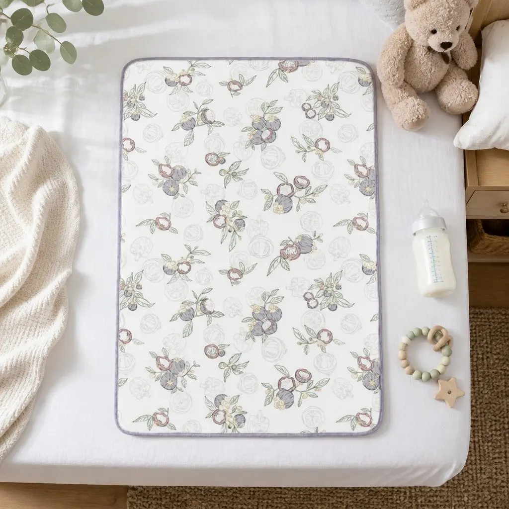 Double-Sided Nappy Changing Mat Waterproof Bamboo Cotton 60x90cm