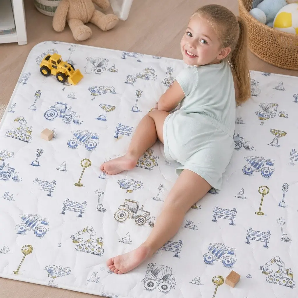 Double-Sided Nappy Changing Mat Waterproof Bamboo Cotton 60x90cm