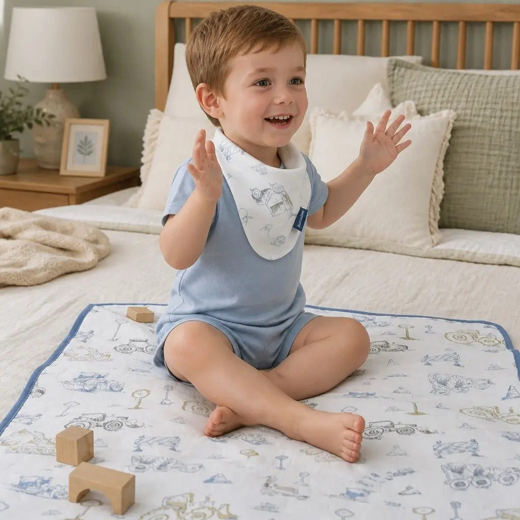Double-Sided Nappy Changing Mat Waterproof Bamboo Cotton 60x90cm