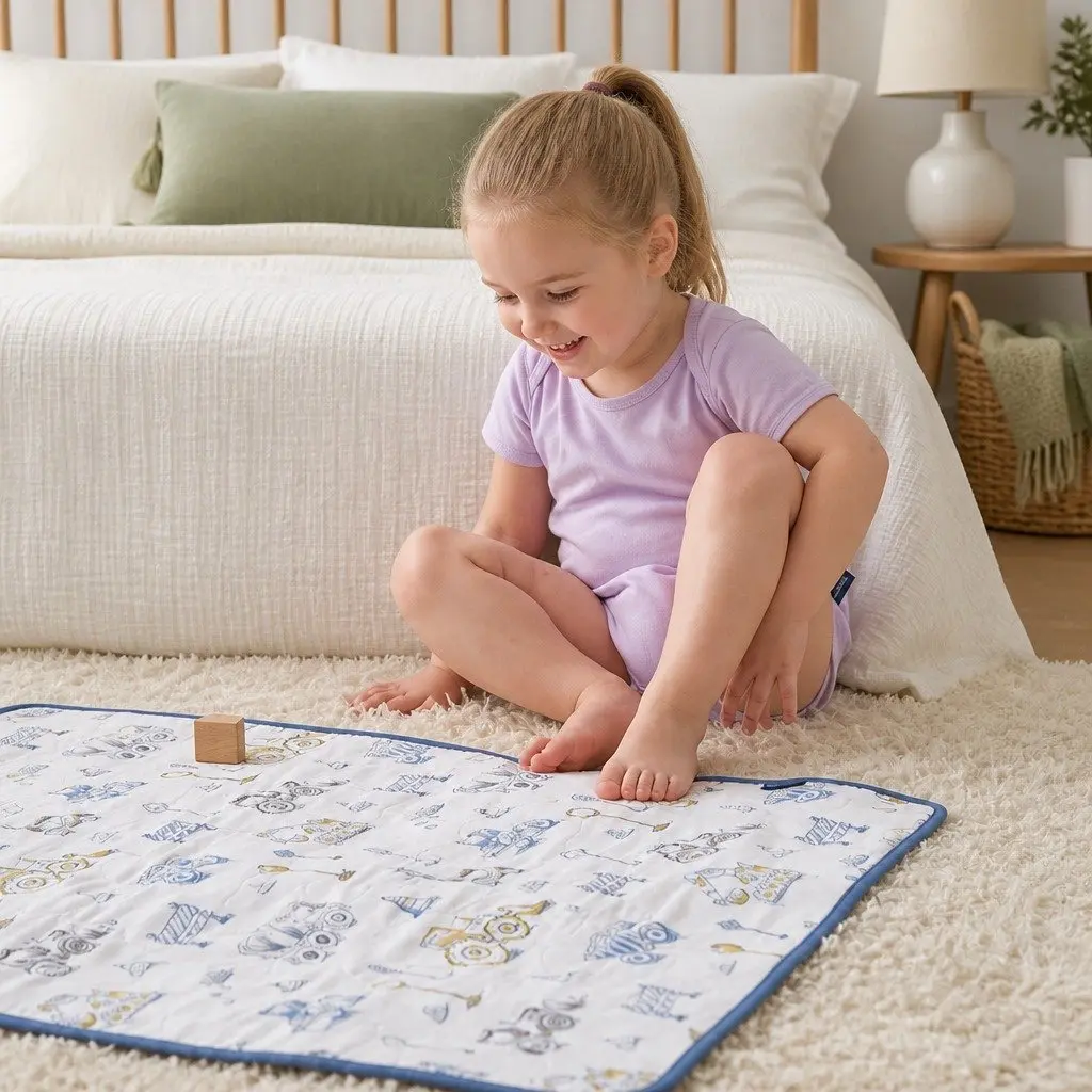 Double-Sided Nappy Changing Mat Waterproof Bamboo Cotton 60x90cm